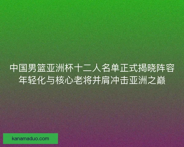 中国男篮亚洲杯十二人名单正式揭晓阵容年轻化与核心老将并肩冲击亚洲之巅