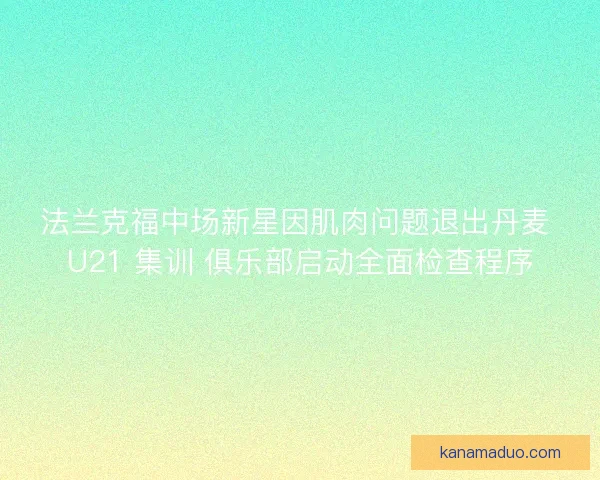 法兰克福中场新星因肌肉问题退出丹麦 U21 集训 俱乐部启动全面检查程序
