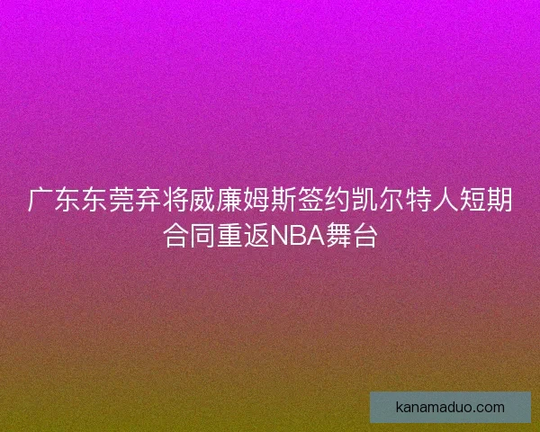 广东东莞弃将威廉姆斯签约凯尔特人短期合同重返NBA舞台
